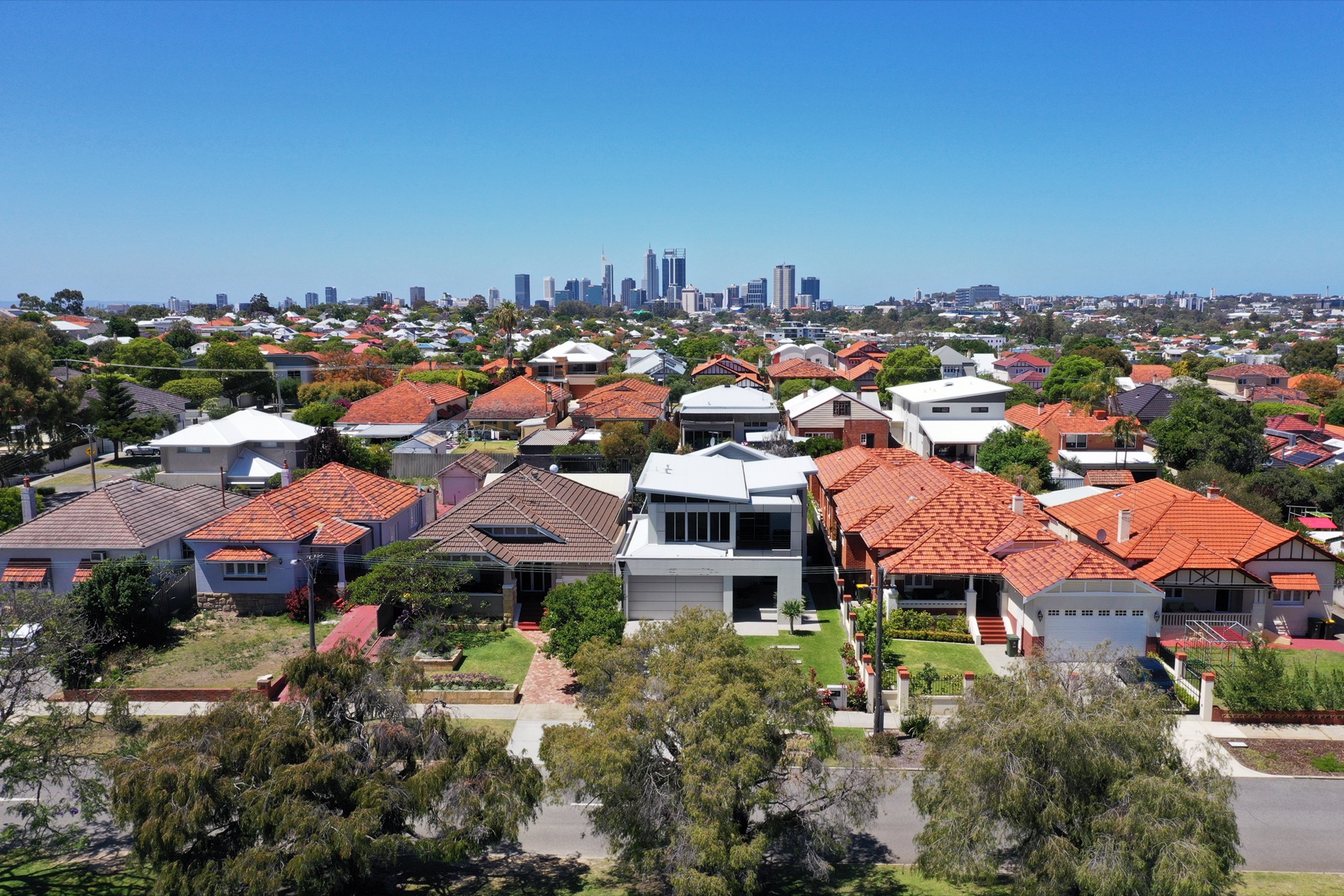 Aerial view of Australian suburb showing housing supply